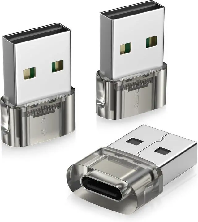 Main image of USB to USB C Adapter for CarPlay 3Pack USBC Car Charger Type C Female to A Male Converter for  iPhone 16 16e 15 14 Pro Max Plus  S25 A55 Not for iPad/Magsafe/HomePod