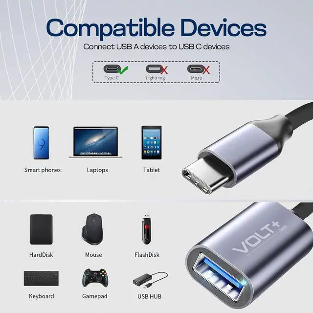 Alt view image 7 of 7 - OTG USB-C to USB 3.0 Adapter [2Pack] Thunderbolt 3 Compatible with  MacBook Pro/Air iPhone 16 Pro Max/Plus/15  Galaxy S24/S23/S22/S21