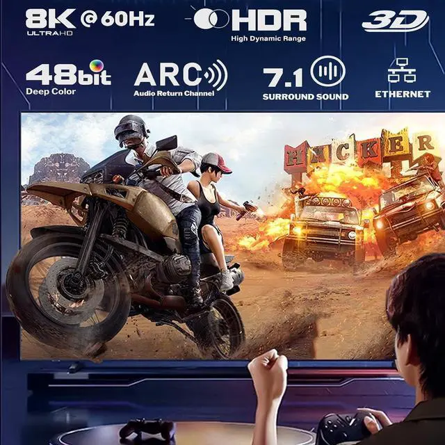 Alt view image 5 of 7 - 8K HDMI 2.1 Cable 6.6 FT 5-Pack Shielded HDMI Cord 6.6FT 48Gbps High Speed Computer HDMI TV Monitor Cord-8K@60Hz 4K@120Hz/165Hz HDCP 2.2&2.3 HDR 10 for ARC eARC PS4 PS5 Sound Bar/