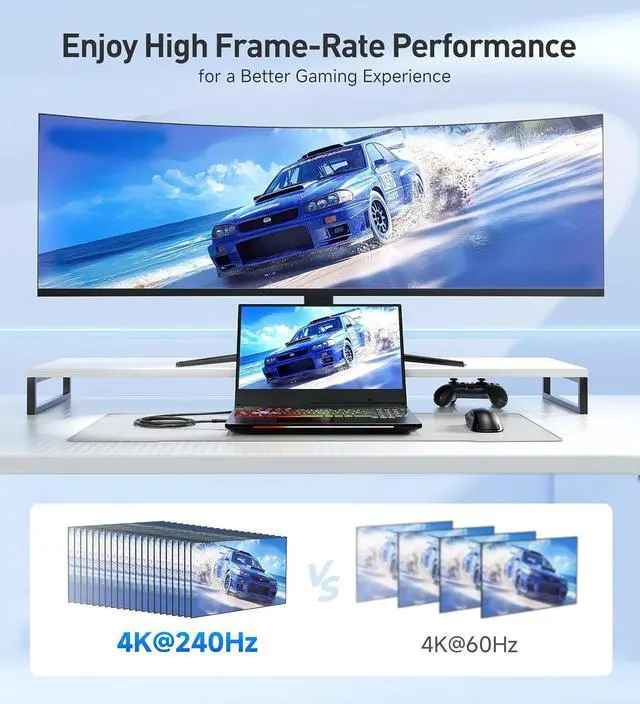 Alt view image 4 of 7 - Premium Braided 48Gbps Ultra HD 8K HDMI Cable 6.6 ft / 2m with 8K@60Hz 4K@240Hz and HDR Support for PS5 Xbox Series X/S RTX3080 / 3090 RX 6800/6900  TV and More in Black