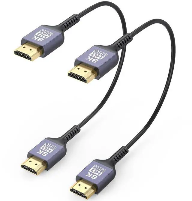 Main image of 8K Thin HDMI Cable 1FT 2-Pack 48Gbps Ultra Slim HDMI Cable Flexible Short HDMI Cord 1 Foot (8K@60Hz 4K@120Hz eARC HDR10+ HDCP 2.3) High Speed for HDMI Switch/Camera/Blu-ray/ TV/Monitor