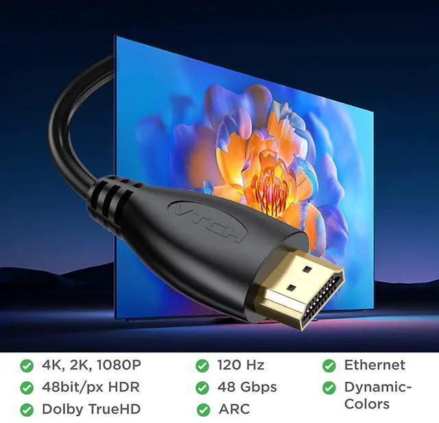 Alt view image 2 of 7 - 4K HDMI Cable 1FT 10-Pack High Speed HDMI 2.0 Cable Supports ARC & CL3 Rated for Laptop Soundbar Monitor PS5 PS4 Xbox One Fire TV etc