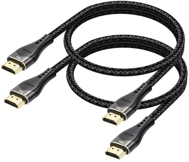 Main image of Short HDMI Cable 2FT 2-Pack 10K 8K 4K HDMI 2.1 Cable 2 Foot 48Gbps Ultra High Speed Braided HDMI Cord 8K@60Hz 4K@120Hz eARC HDR10+ HDCP2.3 for Monitor/HDMI Switch/Camera/TV Box/HDTV
