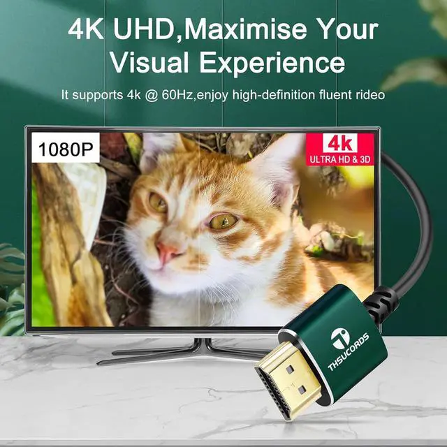 Alt view image 2 of 7 - Slim HDMI Cable 10FT Ultra Soft & Thin HDMI to HDMI Cord Extreme Flexible & Skinny HDMI Wire Supports High Speed 4K@60Hz 18gbps 2160p 1080p