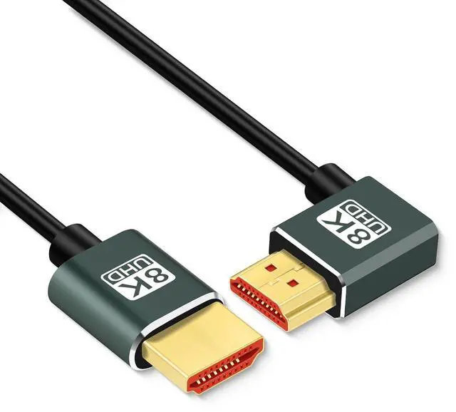 Alt view image 2 of 7 - Ultra Thin 8K HDMI 2.1 90 Degree Right Angle Cable 10FT Flexible Slim High Speed Cord Support 4K@120Hz 8K@60Hz Compatible with  TV/HDTV/PS5/Blu-ray