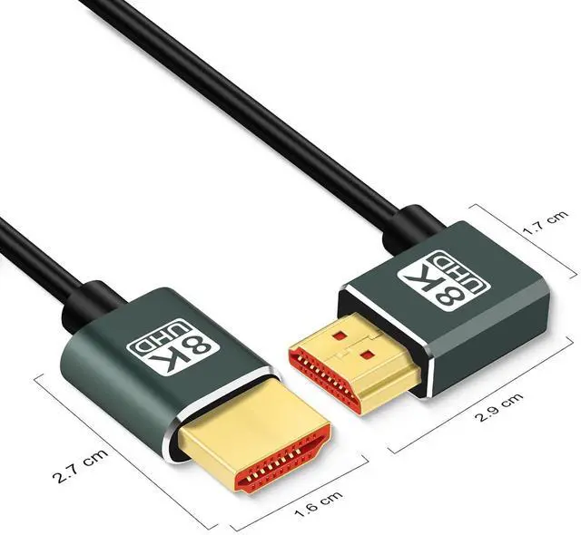 Alt view image 3 of 7 - Ultra Thin 8K HDMI 2.1 90 Degree Right Angle Cable 10FT Flexible Slim High Speed Cord Support 4K@120Hz 8K@60Hz Compatible with  TV/HDTV/PS5/Blu-ray