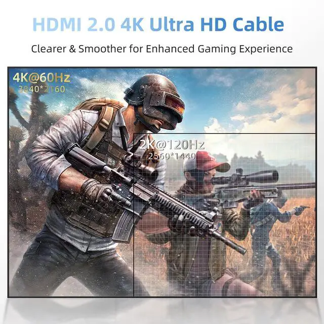 Alt view image 4 of 7 - 4K HDMI Cable 40FT Ultra High Speed Braided HDMI 2.0 Cable Support 4K@60Hz 2K@120Hz HDR 3D ARC Ethernet Audio Video Return HDMI Cord for TV Monitor Laptop PC ect