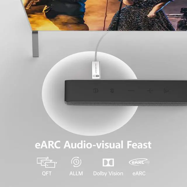 Alt view image 4 of 7 - HDMI 2.1 Cable 50ft White 4K 8K Fiber Optic HDMI Cable[8K@60Hz 4K@120Hz 48Gbps Dynamic HDR eARC HDCP 2.2&2.3 3D] Compatible with 4090 RX 7900 XTX Monitor PS5 Soundbar