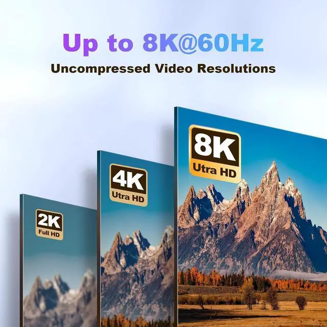 Alt view image 3 of 7 - 8K HDMI 2.1 Cable 8ft 48Gbps Ultra High Speed Braided Nylon HDMI Cord-8K@60Hz 4K@120Hz Compatible for Monitor/TV/PS5 4 3/Laptop/Xbox Series X/Projector/Blu-ray Players