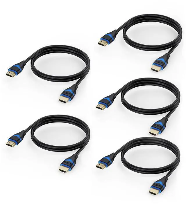 Main image of 4K HDMI Cables 3FT 5-Pack HDMI Cord 3 Foot High Speed HDMI to HDMI Cable 2.0(4K@60Hz 2K@144Hz 1080P@120Hz 18Gbps HDR 3D HDCP 2.2 ARC) for HDTV Switch PS4/PS5 Xbox Blu-ray Monitor 3.3FT/1M