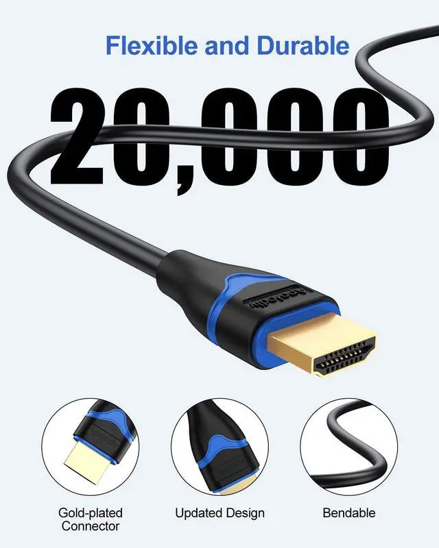 Alt view image 6 of 7 - 4K HDMI Cables 3FT 5-Pack HDMI Cord 3 Foot High Speed HDMI to HDMI Cable 2.0(4K@60Hz 2K@144Hz 1080P@120Hz 18Gbps HDR 3D HDCP 2.2 ARC) for HDTV Switch PS4/PS5 Xbox Blu-ray Monitor 3.3FT/1M