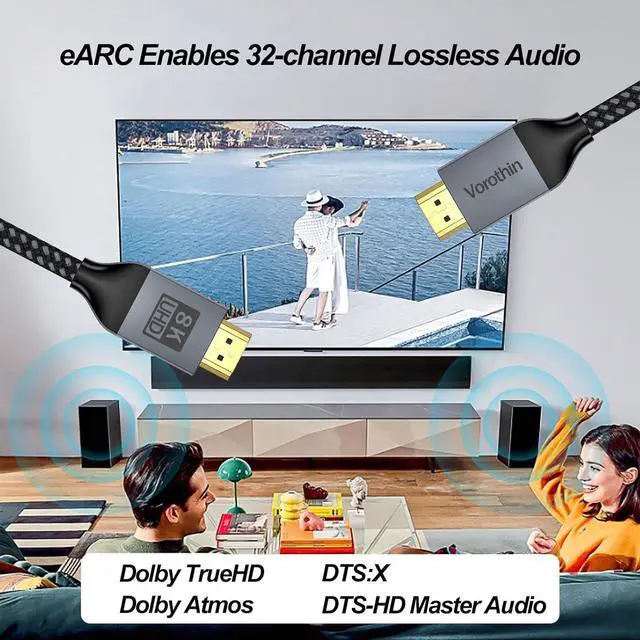 Alt view image 5 of 7 - 8K HDMI Cable 6FT 5-Pack High Speed HDMI eARC/ARC Cord 48Gbps Shielded CL3 Rated HDMI Cable 8K@60Hz 4K@144Hz/120Hz HDR10+ for TVSoundbar  Gaming Monitor Laptop Graphics Card Camera