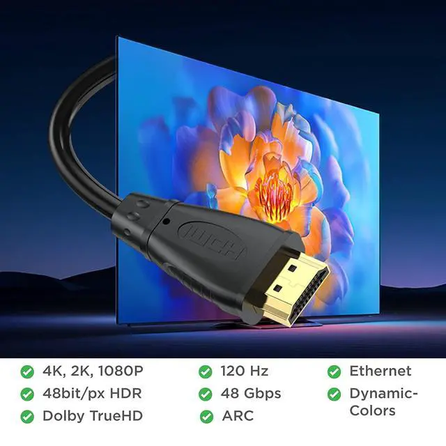 Alt view image 2 of 7 - HDMI 2.0 Cable 10FT 5-Pack 4K@60Hz UHD High Speed HDMI Cable Male to Male Adapter for ARC & CL3 Rated | for Soundbar Laptop Monitor PS5 PS4 Xbox One Fire TV etc