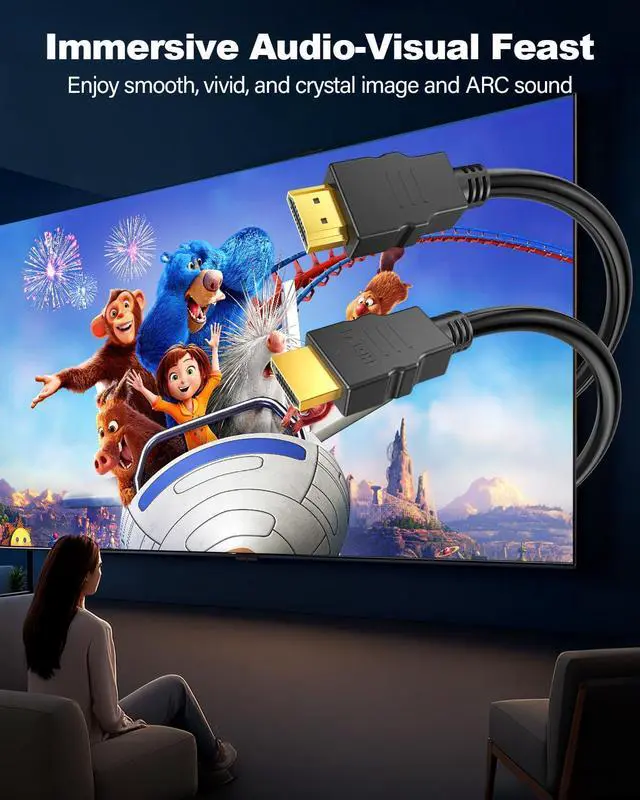 Alt view image 2 of 7 - 4K HDMI Cable 6FT 2-Pack High Speed HDMI Cable Shielded Cord for Gaming Monitor Support 4K@60Hz 2K@120Hz Ethernet HDR 3D ARC Compatible with  TV Laptop Monitor PS5 Xbox Blu-ray HDTV