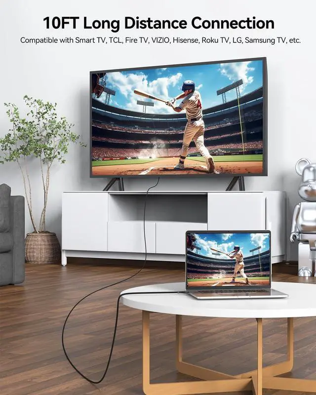 Alt view image 4 of 7 - 10K 8K HDMI 2.1 Cable 10FT HDMI Cord 10 Foot Ultra High Speed HDMI to HDMI Cable (48Gbps 8K@60Hz 4K@144Hz/120Hz) HDCP 2.2&2.3 DTS:X 3D eARC HDR10 for PS5  TV Monitor Projector