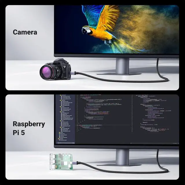 Alt view image 6 of 7 - UGREEN 8K Micro HDMI to HDMI Cable 6.6FT, 2.1 Aluminum Shell Braided 48Gbps Ultra High Speed 8K@60Hz, 4K@240Hz Support HDR eARC Dolby Compatible with GoPro Raspberry Pi 5 Camera Ni-kon