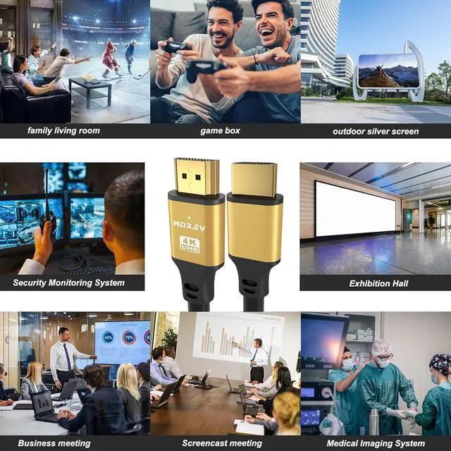 Alt view image 7 of 7 - HDMI Cable 25ft 4K@60Hz 18Gbps High Speed HDMI 2.0 Cord Ultra HD Ethernet Audio Return Video 4K 1080p 3D Arc HDR Compatible with Xbox PS5/PS4 HDTV Laptop ect(Gold)