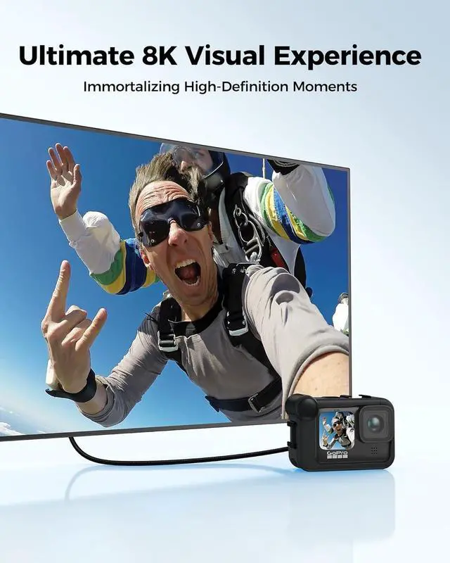 Alt view image 3 of 7 - 8K 4K Micro HDMI to HDMI Cable 6.6ft Micro HDMI 2.1 Adapter [8K@60Hz 4K@240Hz 144Hz 120Hz] 6K 5K 48Gbps HDR Compatible for  G8 G9 Camera Raspberry Pi 5 4 GoPro Hero Cam Link