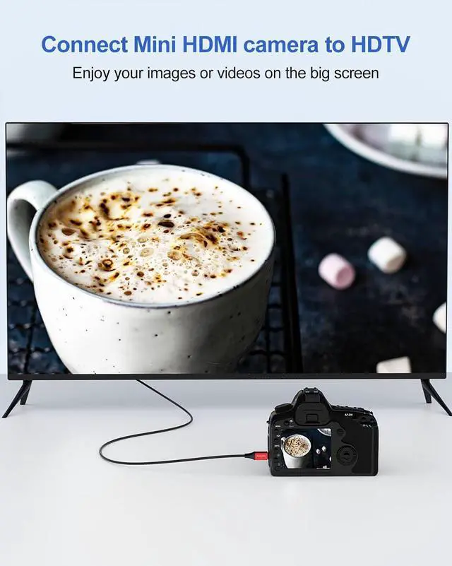 Alt view image 4 of 7 - Mini HDMI to HDMI Cable 3FT 4K HDMI to Mini HDMI 18Gbps High Speed Mini HDMI Cable 4K@60Hz 2K for Camera Camcorder Tablet Laptop Monitor HDTV Graphics (Nylon Braided HDMI 2.0 Cord)