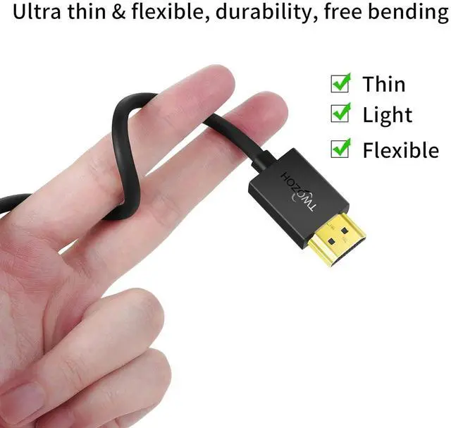 Alt view image 5 of 7 - Slim HDMI Cable 15FT 2 Pack Ultra Thin & Extreme Flexible HDMI to HDMI Cord Support 4K@60Hz/2160P/1080P