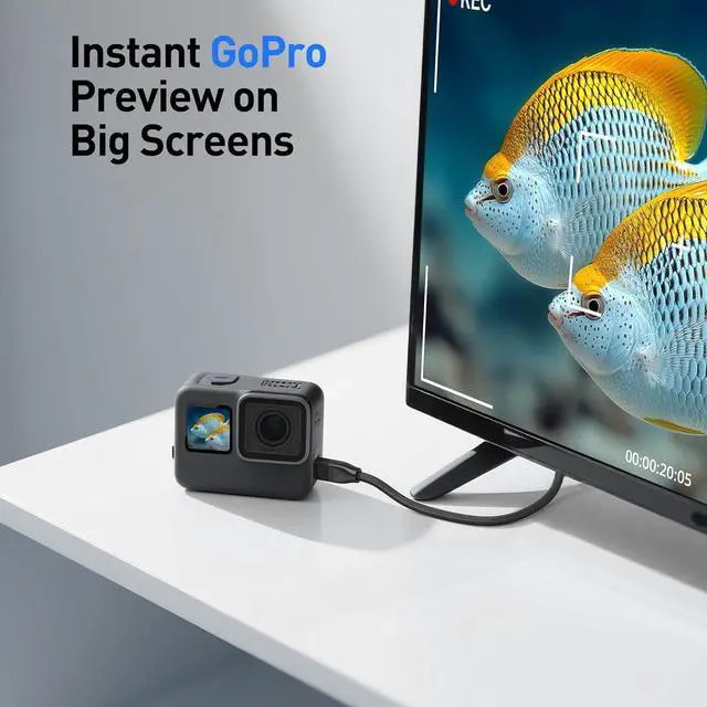 Alt view image 3 of 6 - 48Gbps 8K Micro HDMI to HDMI 2.1 Cable - 6.6ft Supports 8K@60Hz / 4K@240Hz with HDR MicroHDMI Cable Works with Digital Camera GoPro Raspberry Pi 5 / Pi 4 Tablet and Laptop