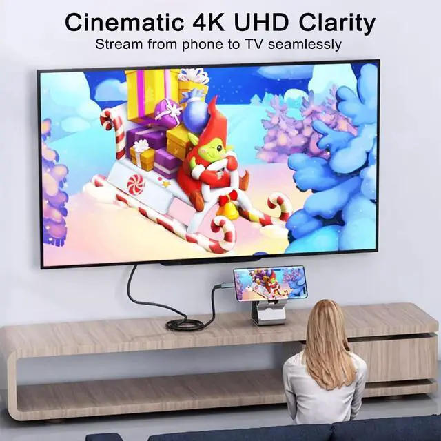 Alt view image 3 of 7 - 6.6FT HDMI Cable Adapter for iPhone 15 to HDTV 4K USB C to HDMI Video Cable Thunderbolt 3 & 4 Compatible for iPhone 15/16 Series MacBook Pro/Air iPad Pro Surface Book 2 Galaxy S23 and More