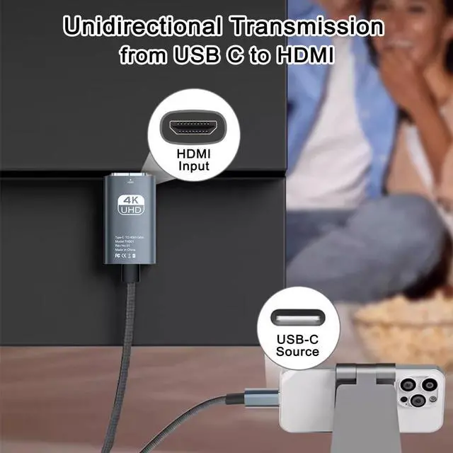 Alt view image 7 of 7 - 6.6FT HDMI Cable Adapter for iPhone 15 to HDTV 4K USB C to HDMI Video Cable Thunderbolt 3 & 4 Compatible for iPhone 15/16 Series MacBook Pro/Air iPad Pro Surface Book 2 Galaxy S23 and More