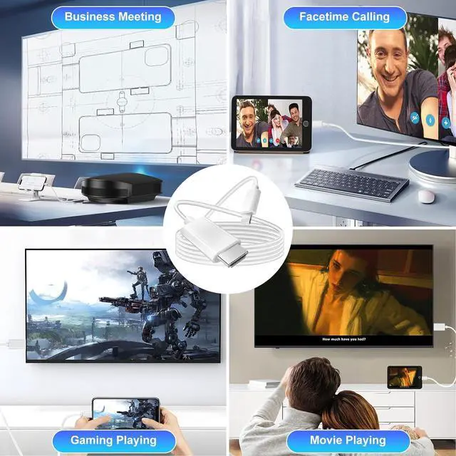 Alt view image 6 of 7 - iPhone to HDMI Cable 1080P@60Hz HD Display Sync Screen Connector for iPhone 14 13 12 11 X iPad to TV HDTV Monitor Projector Plug & Play Digital AV Adapter