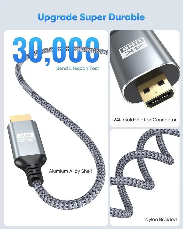 Alt view image 7 of 7 - 4K Micro HDMI to HDMI Cable 6FT High Speed HDMI to Micro HDMI Cable Adapter Nylon Braided 4K@60Hz 2K@165Hz HDR ARC 3D for Raspberry Pi 5/4 Camera Laptop Video Capture Card
