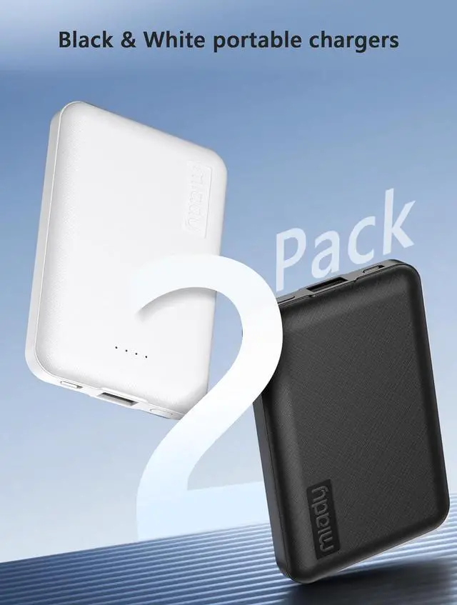 Alt view image 2 of 7 - 2-Pack 5000mAh Mini Portable Charger 5V 2.4A USB-C Output Fast Charging Power Bank for Travel Small Battery Pack Compatible with iPhone 16/15 Galaxy S24/S22 iPad Android Smartphones etc