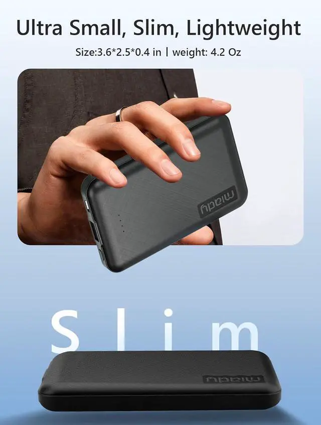 Alt view image 4 of 7 - 2-Pack 5000mAh Mini Portable Charger 5V 2.4A USB-C Output Fast Charging Power Bank for Travel Small Battery Pack Compatible with iPhone 16/15 Galaxy S24/S22 iPad Android Smartphones etc