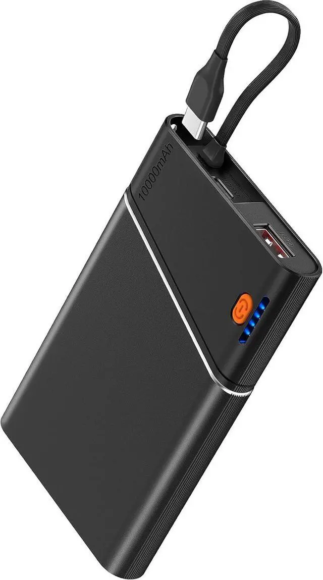 Main image of Portable Charger Power Bank 10000mAh 22.5W PD Super Fast Charging Powerbank with Built-in USB C in&Out Cable Slim External Phone Battery Pack for iPhone 16/15/14 iPad  S24 Android etc