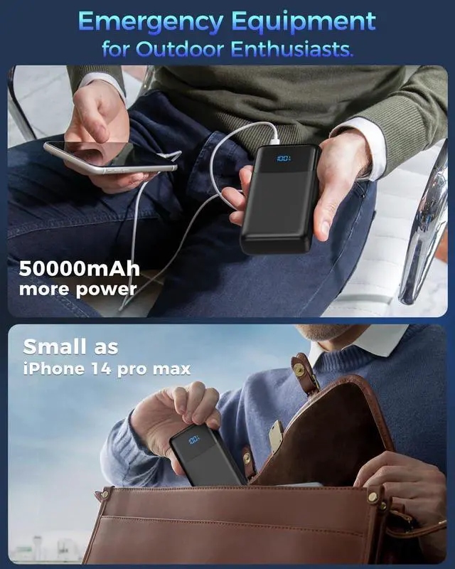 Alt view image 4 of 6 - Portable Charger Power Bank 50000mAh USB-C PD 30W and QC 4.0 Fast Charging External Battery Pack with 4 Outputs & 2 Inputs Digital Display Phone Charger for iPhone 15/14/13/12/11  Android