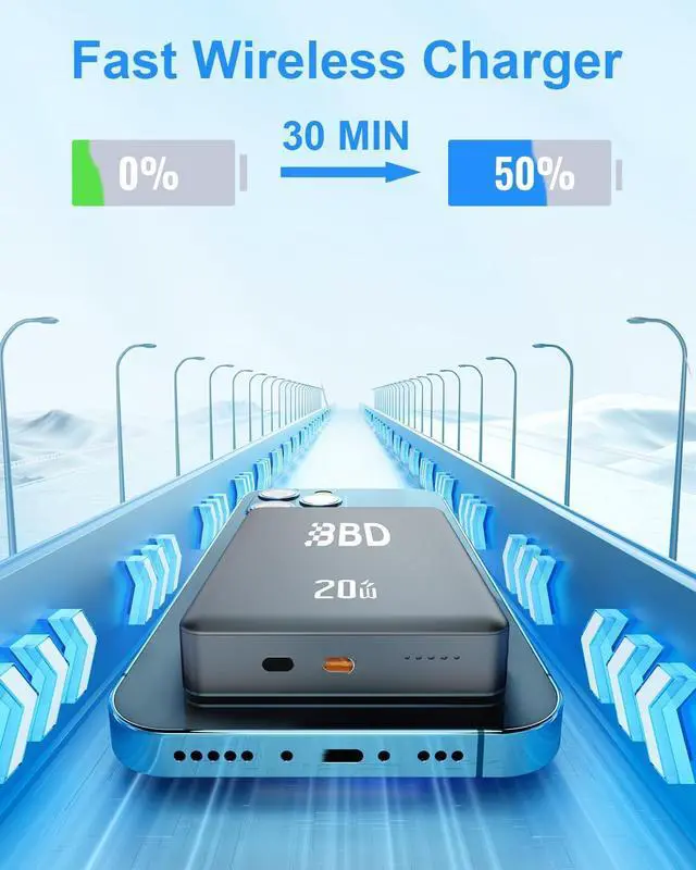 Alt view image 2 of 7 - Magnetic Power Bank for iPhone 12000mAh Magsafe Battery Pack with 20w Fast Charging Slim Magsafe Power Bank USB C in&Out Wireless Portable Charger for iPhone 16/15/14/13/12 Series 1 Pack