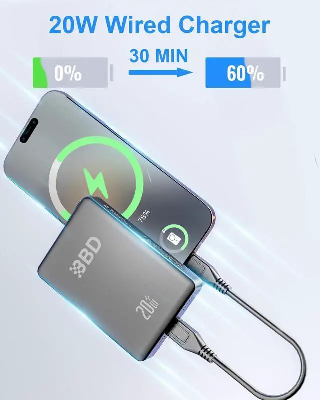 Alt view image 3 of 7 - Magnetic Power Bank for iPhone 12000mAh Magsafe Battery Pack with 20w Fast Charging Slim Magsafe Power Bank USB C in&Out Wireless Portable Charger for iPhone 16/15/14/13/12 Series 1 Pack