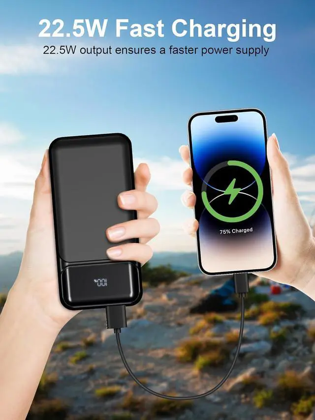 Alt view image 4 of 7 - Power-Bank-Portable-Charger 49800mAh Portable Phone Charger Power Bank with 3 Built-in Cable(USB-C iOS USB-A) 22.5W Fast Charging LED Display External Battery Pack for iPhone Android  etc