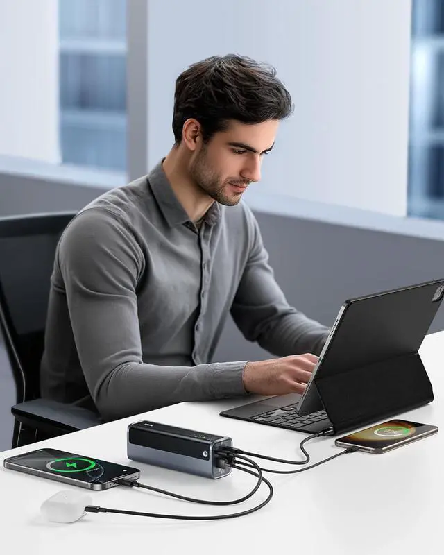 Alt view image 5 of 7 - Laptop Power Bank 20800mAh 145W Portable Charger USB C with 4 Ports Digital Display Travel Powerbank Fast Charging (77Wh) for MacBook iPhone 16/15 Series   Steam Deck etc.