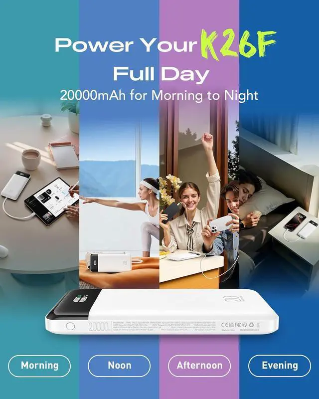 Alt view image 6 of 7 - 20000mAh Power Bank Fast Charging Portable Charger with 4 Built-in Cables & 6 Outputs 20W PD USB C Battery Pack Compatible with iPhone 16/15 Galaxy Android iPad & More (Travel Essential)