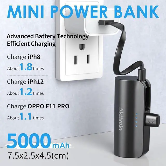 Alt view image 4 of 7 - Portable Charger Power Bank For iPhone With Dual Infterface Real 5000mAh  Mini Phone Charger Battery Pack Fast Charging Compatible with iPhone 15/14/14 Pro Max/14 Plus/13/12/11/X/8/7/6 More (Black)