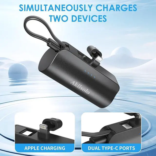 Alt view image 6 of 7 - Portable Charger Power Bank For iPhone With Dual Infterface Real 5000mAh  Mini Phone Charger Battery Pack Fast Charging Compatible with iPhone 15/14/14 Pro Max/14 Plus/13/12/11/X/8/7/6 More (Black)
