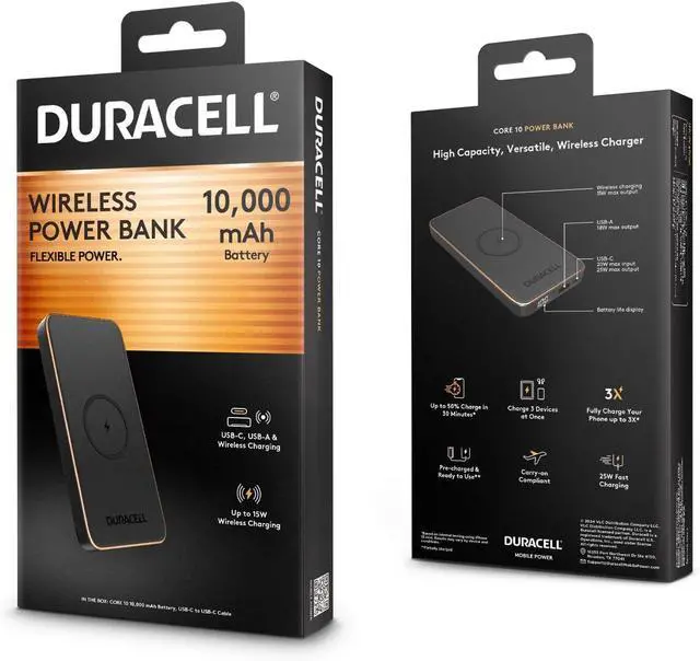 Alt view image 5 of 7 - Core 10 Portable Charger | Wireless 10 000mAh Power Bank for iPhone iPad Android and More Charge 3 Devices One Time- USB-C + USB-A Charging
