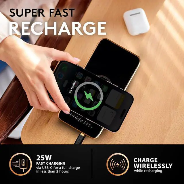 Alt view image 7 of 7 - Core 10 Portable Charger | Wireless 10 000mAh Power Bank for iPhone iPad Android and More Charge 3 Devices One Time- USB-C + USB-A Charging