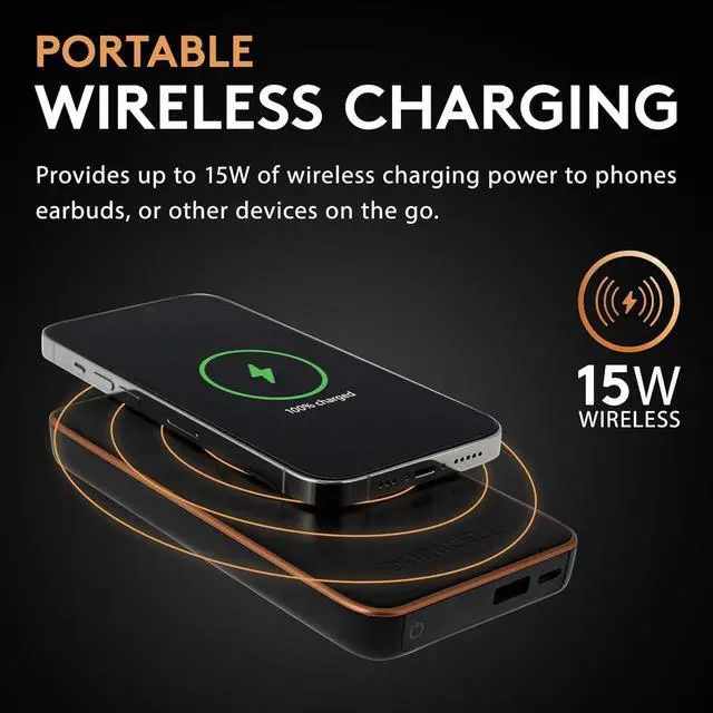 Alt view image 3 of 7 - Core 10 Portable Charger | Wireless 10 000mAh Power Bank for iPhone iPad Android and More Charge 3 Devices One Time- USB-C + USB-A Charging
