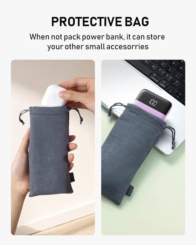 Alt view image 4 of 7 - Portable Charger with Built in Cables 10000mAh Slim Power Bank 15W USB C in&Out Port High Speed Charging External Charger Battery Pack Compatible with iPhone 16 15 13  Google iPad