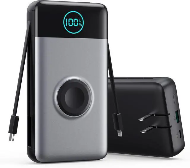 Main image of Portable Charger 40800mAh Power Bank with Built-in Cables Wall Plug and iWatch Charger 6-IN-1 QC4.0+25W PD USB C Fast Phone Charging LCD Display Battery Pack for iPhone 16/15/14  Watch Galaxy etc