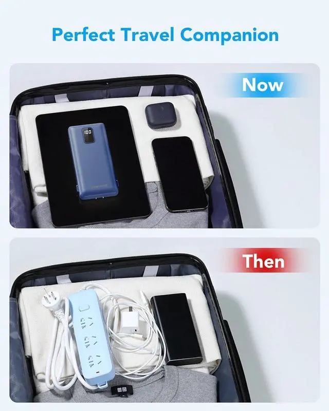 Alt view image 6 of 7 - Charmast Portable Charger with Built-in Cables and Plug 10000mAh USB C Power Bank Fast Charging 15W External Battery Pack Slim Travel Essentials Compatible with 16 15 14 13  Galaxy iPad