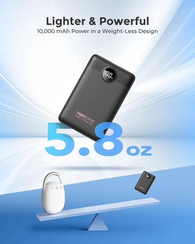 Alt view image 2 of 7 - Mini Portable Charger 10000mAh 22.5W Fast-Charging Portable Power Bank Ultra Slim & Lightweight 3 Output Ports Travel Battery Pack Compatible with iPhone//One Plus Travel Must-Have