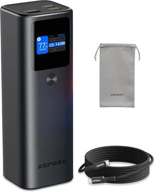 Main image of Laptop Power Bank 27 600mAh 162.5W Aluminum Unibody PD3.1 Fast Charging Portable Charger Power Bank 99Wh Battery Bank for MacBook Pro/Air/iPhone 16/iPad/S25 Ultra//HP (Flight-Approved)