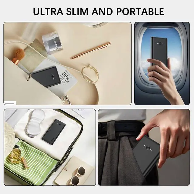 Alt view image 2 of 7 - Portable Charger 10000mAh 20W Power Bank Fast Charging with 3 Outputs (1 USB-C in&Out) Ultra-Slim External Battery Charger for iPhone 16/15/14 Series Galaxy S23/S22/S21 iPad and More