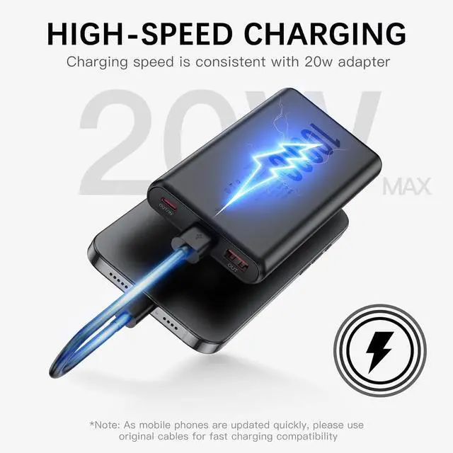 Alt view image 3 of 7 - Portable Charger 10000mAh 20W Power Bank Fast Charging with 3 Outputs (1 USB-C in&Out) Ultra-Slim External Battery Charger for iPhone 16/15/14 Series Galaxy S23/S22/S21 iPad and More